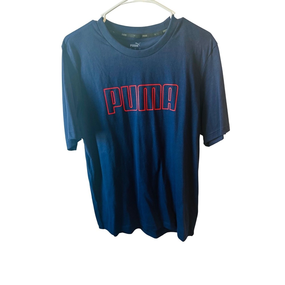 PUMA Graphic Logo T-Shirt Mens Large‎ Navy Blue Short Sleeve Tee Top